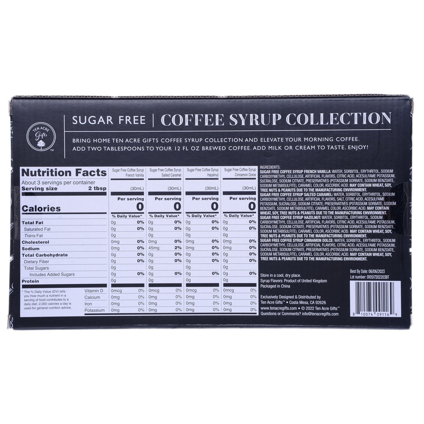 Sugar Free Coffee Syrups - 4 Pack