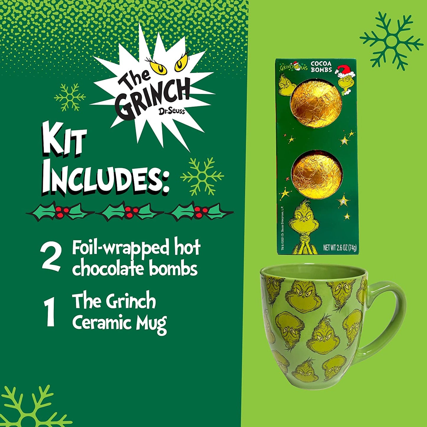 Grinch Cocoa Bomb Mug Set - 2 Pack