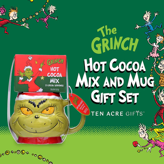 Ten Acre Gifts Dr. Seuss How the Grinch Stole Christmas Mug and Hot Cocoa  Set, Gift Set