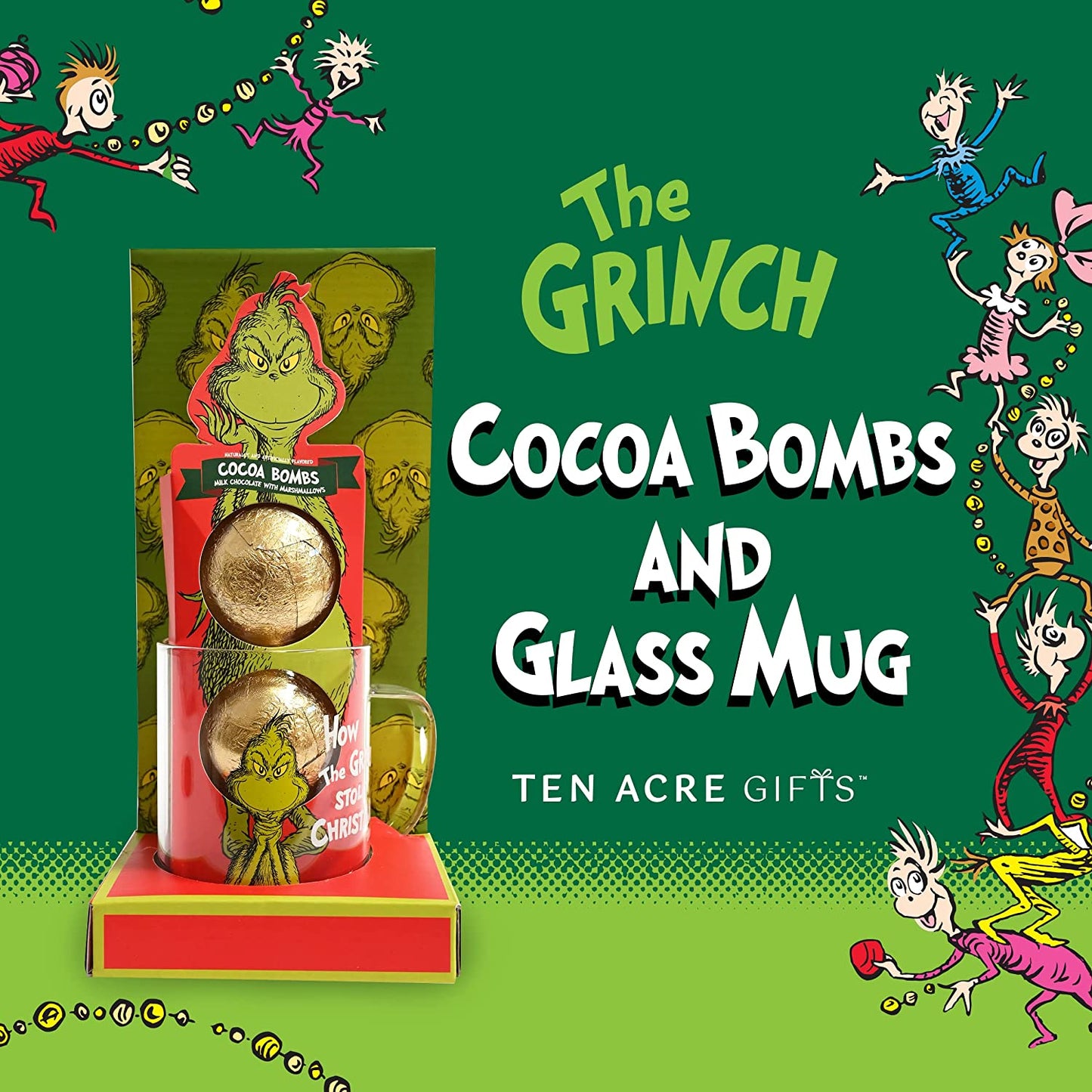 Grinch Glass Mug Cocoa Bomb Set