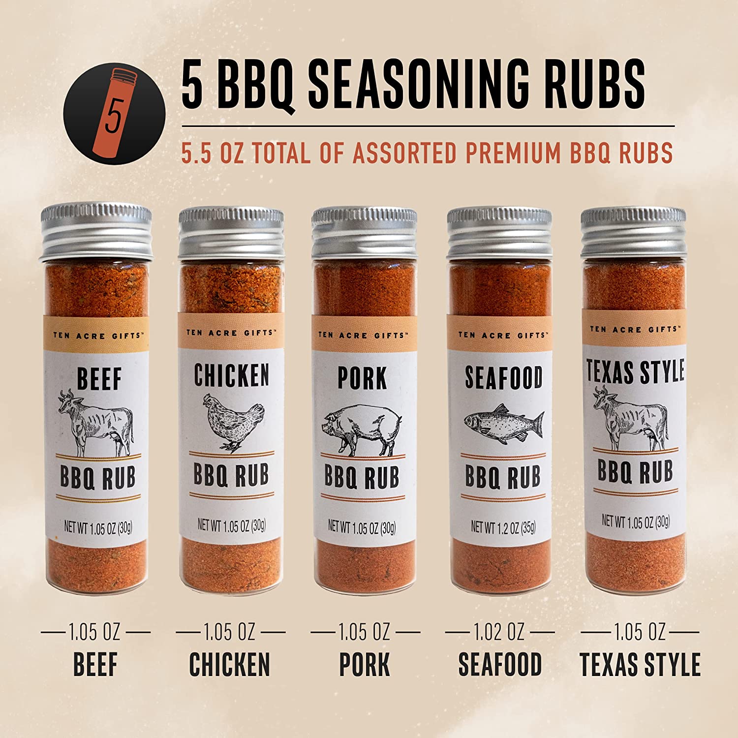 10-42 BBQ Rub Variety Pack Gift Set | 3 Great Flavors of Barbecue Rubs:  BBQ, Spicy, and Brisket | Meat Seasoning Dry Rub Spice for Smoking &  Grilling