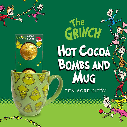 Ten Acre Gifts Dr. Seuss How the Grinch Stole Christmas Mug and Hot Cocoa  Set, Gift Set